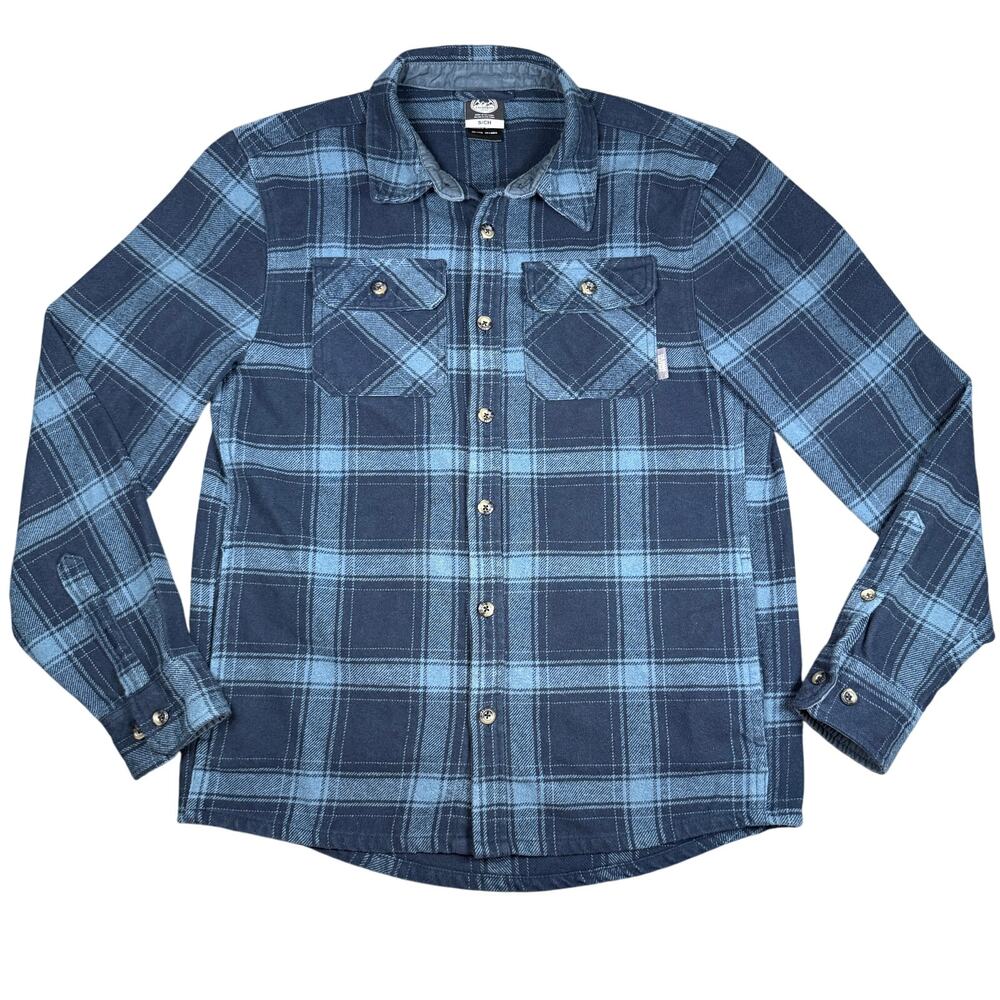 Colorado Clothing Mens Small Shirt Jacket Shacket Blue Plaid Thick Flannel EUC